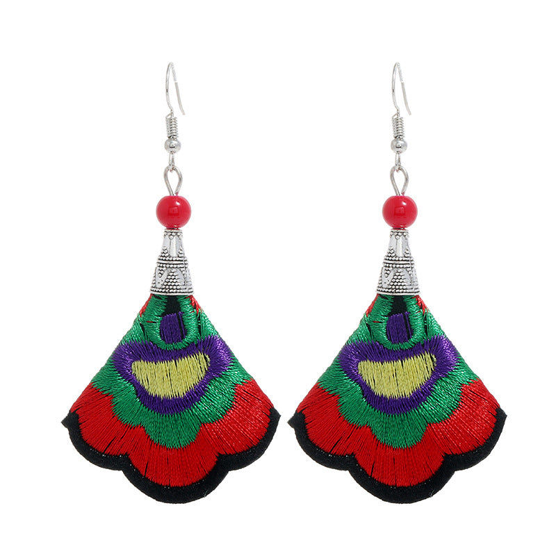 Wholesale Embroidery Flower Fabric Earrings